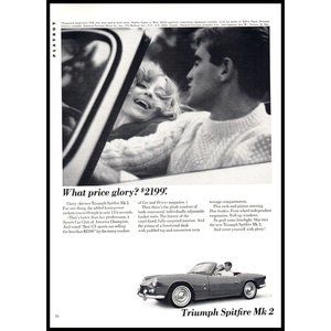 1965 Triumph Spitfire Mk 2 Convertible Roadster Vintage Print Ad Blonde Wall Art